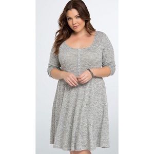 Torrid Heather Grey Knit Henley Skater Dress